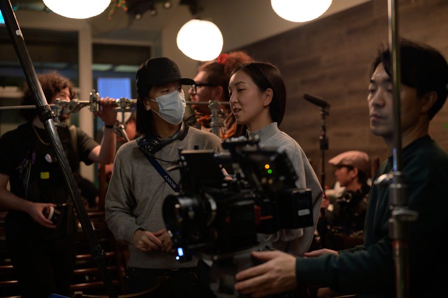 At the camera with the crew